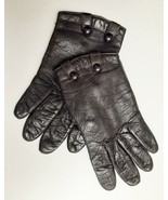 Vintage B ALTMAN &amp; CO Leather Gloves Lined Driving Buttons Italy Black W... - £38.49 GBP