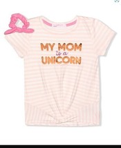 Pink Stripe &quot;My Mom Is a Unicorn&quot; Twist Front Tee and Scrunchie - £7.18 GBP