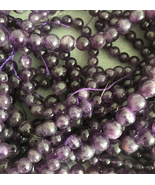 6mm Natural Amethyst Round Beads, 1 15in Strand, dark purple gemstone - £7.92 GBP