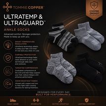Tommie Copper 4PK UltraTemp Ankle Socks Black Grey Solid &amp; Striped Size ... - $37.13
