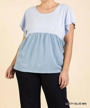 Umgee floral lace print plus top in Misty Blue - size XL - £22.95 GBP