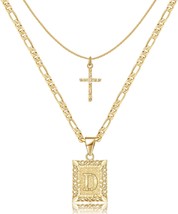 Gold Layered Initial (D) Cross Necklace - £25.74 GBP