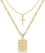 Gold Layered Initial (D) Cross Necklace - £25.55 GBP