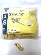 100, Original Temple One-piece Blank Yellow Livestock Cow, Large ID Tags - $33.00