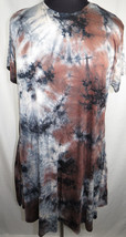 Plus 3X, Riley &amp; James Brown/Gray Tie Dye Short Sleeve Dress, Pockets, NEW - £19.75 GBP