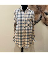 Free People One Small Plaid Gauzy Frayed Edge Button up Urban Outfitters - $53.01 CAD