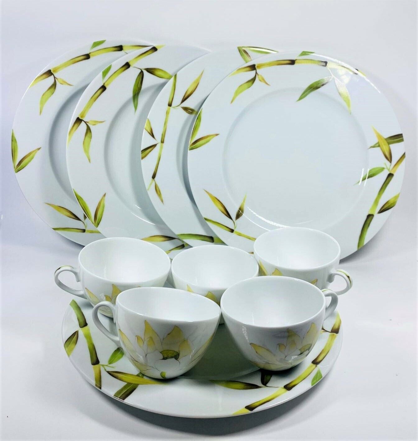 Nymphea Bambù Artistico Tè Tazza E Piatto Piano - 10 Pezzi Set - $74.23