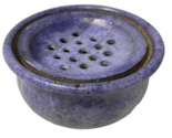 Blue Art Pottery Bowl with Strainer Blue Signed, Wendy Elwell - $18.99