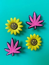 4 Sun Flower Smile Marijuana Leaf Shoe Charm Plug Button Pin Compatible ... - $9.99