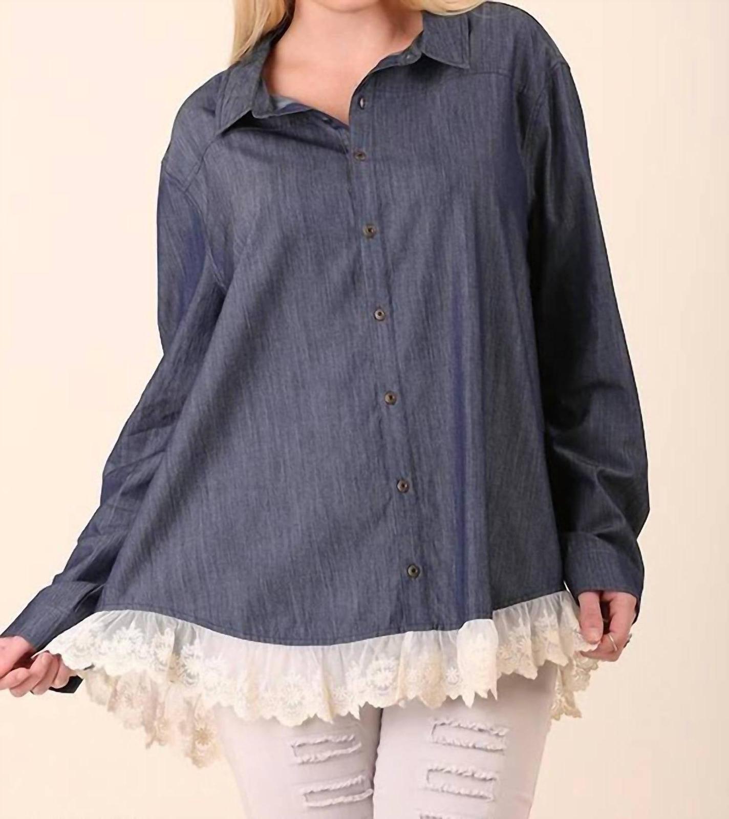 Umgee Button Up Lace Top - Plus Size XL - $46.53