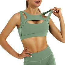 Sports Bra for Women,Sexy Cutout Crop Workout Top Removable Pad (Peapod,Size:XL) - £12.36 GBP
