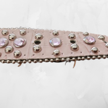 Nocona Pale Pink Belt Rhinestones Hearts Ladies 21" to 24" image 5