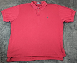 Polo Ralph Lauren Men&#39;s Pique Polo Shirt Short Sleeve Red Cotton Logo Si... - £7.46 GBP