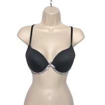 Jessica Simpson Push Up Bra Size 34B Solid Black Bow Padded Underwire - £17.91 GBP