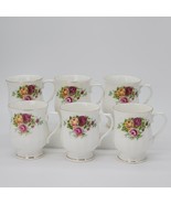 ♻️ Vintage Hitkari Potteries 6-Mugs Bone China Delicate Floral (Made in ... - $89.09