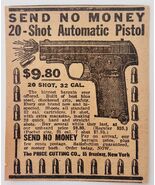 1923 20 Shot Automatic Pistol Advertisement Handgun Price Cutting 32 Cal... - $364.86 MXN