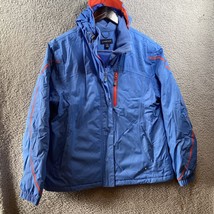 Lands End Coat Squall Jacket Parka Youth Sz L 14-16  Waterproof Blue/Orange - £12.80 GBP