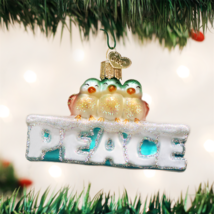 OLD WORLD CHRISTMAS PEACE WORD w/ BIRDS GLASS CHRISTMAS ORNAMENT 36178 - £10.91 GBP