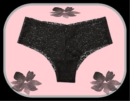 M Dark Noir Black Noshow All Lace Victorias Secret Pink Cheekster Panty - £8.75 GBP