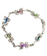 Silver Abalone inlay Lizard Link Bracelet Gecko&#39;s Signed SJ 7 Inch  Cham... - $14.84