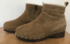 Madewell Suede Leather Shearling Lined solid Wood Sole Clog Boots 9 Toff... - $139.99