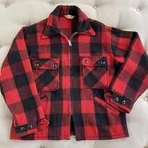 Vintage 50s Monterey Club Sportswear Red Black Buffalo Plaid Wool Coat J... - $61.20