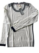 Label+Thread women's luxe button neck pullover White/Grey - $112.00