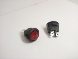 2x Lot Pack Round 23mm 4 Pins 2 Pos 6A 250V 10A 125V AC Red Rocker Butto... - $11.39