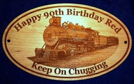 Personalized Train Room Sign With Steam Engine Engraved Railroad Locomotive - £42.95 GBP