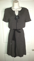 Cupcakes &amp; Cashmere Short Sleeve Seriously Soft Lace-up Stripe Dress Siz... - £27.64 GBP