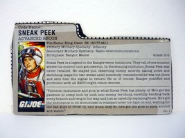 GI Joe Sneak Peek File Card Vintage Action Figure Accessory Part 1987 - £1.71 GBP