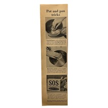 S.O.S. Scouring Pads Vintage Print Ad 1954 Pot and Pans Tricks Cleaning Kitchen - £10.12 GBP