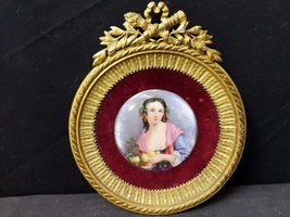 c1870 Porcelain Plaque in Gilt Bronze Frame - £152.05 GBP