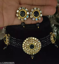Kundan Earrings Chand Bali Silver Plated Jewelry Set Antique Necklace Ramdan - £16.05 GBP