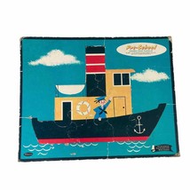 Pre-School 1962 Sailor Boat Puzzle Frame Tray Made in USA Vintage Child ... - $10.89