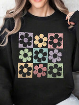 Flower Round Neck Long Sleeve Sweatshirt - £18.87 GBP