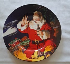 Sakura Coca Cola Santa Claus 8&quot; Plate Stoneware Christmas Santa Bus Station - $28.99