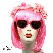 Retro Style Sunglasses w Pink Crystal Color Frame and Tinted PC Lens - Hey Viv  - £11.07 GBP