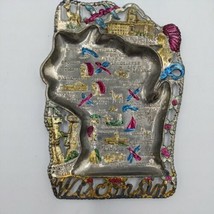 Vintage Decorative Metal Wisconsin State Souvenir Ashtray Japan  - $17.81