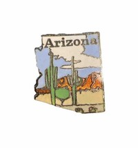 Arizona State Outline Cactus Sun Vintage Lapel Pin Enamel Single Post - £8.08 GBP