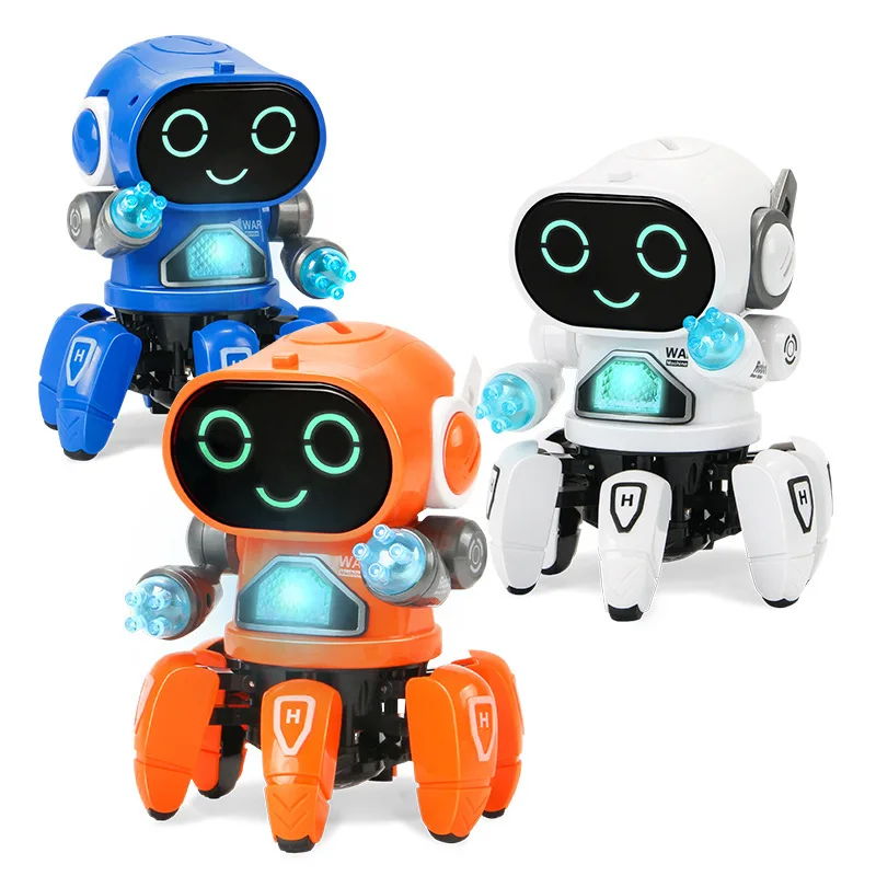 NEW Kids Electric Dancing Robot Cute 6 Claw Colorful LED Lights Music Mini - £16.07 GBP