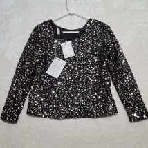 ITMFL Womens Blouse Size Large Dora Top Sequined IN THE MOOD FOR LOVE Black - $357.87