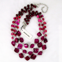 Pink Dyed Shell Multi Strand 16&quot; Necklace Silver Tone NWT New York &amp; Company NYC - $16.81