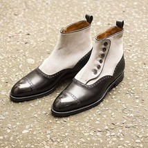 Handmade Leather Boots Men, Leather Dress Boots, Button up Boots, Comfor... - $219.03 CAD+