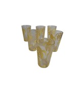 6 Vintage Hazel Atlas Yellow Palm Tree 3.5&quot; Juice Glasses Swanky Swigs 1... - $29.59