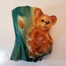Teddy Bear Planter 5.5&quot; tall Brown &amp; Green Glazed Pottery VTG Baby Colle... - €13,72 EUR