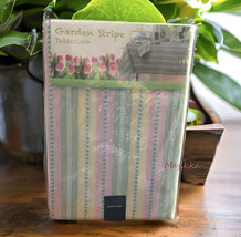 Colordrift Garden Stripe Easter Spring 60x102 Tablecloth Yellow Pink Green - $47.99