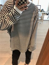 Stripe Women Sweatshirts 2021 Autumn O-neck Long Sleeve Loose Women Cotton Sweat - £90.56 GBP