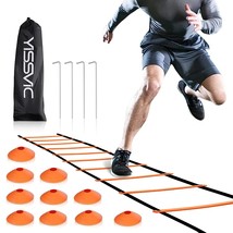 Agility Ladder And Cones 20 Feet 12 Adjustable Rungs Fitness Speed Training Equi - £26.54 GBP