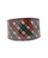 2.5&quot; Wide X 50 Yards Premium Wired Holiday Ribbon - Red, Green, Gold Plaid - £13.28 GBP